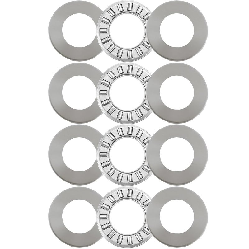 koofull 4 Sets NTA815+2TRA, Thrust Needle Roller Bearings with Two Washers, ID 1/2", OD 15/16" - Image 1